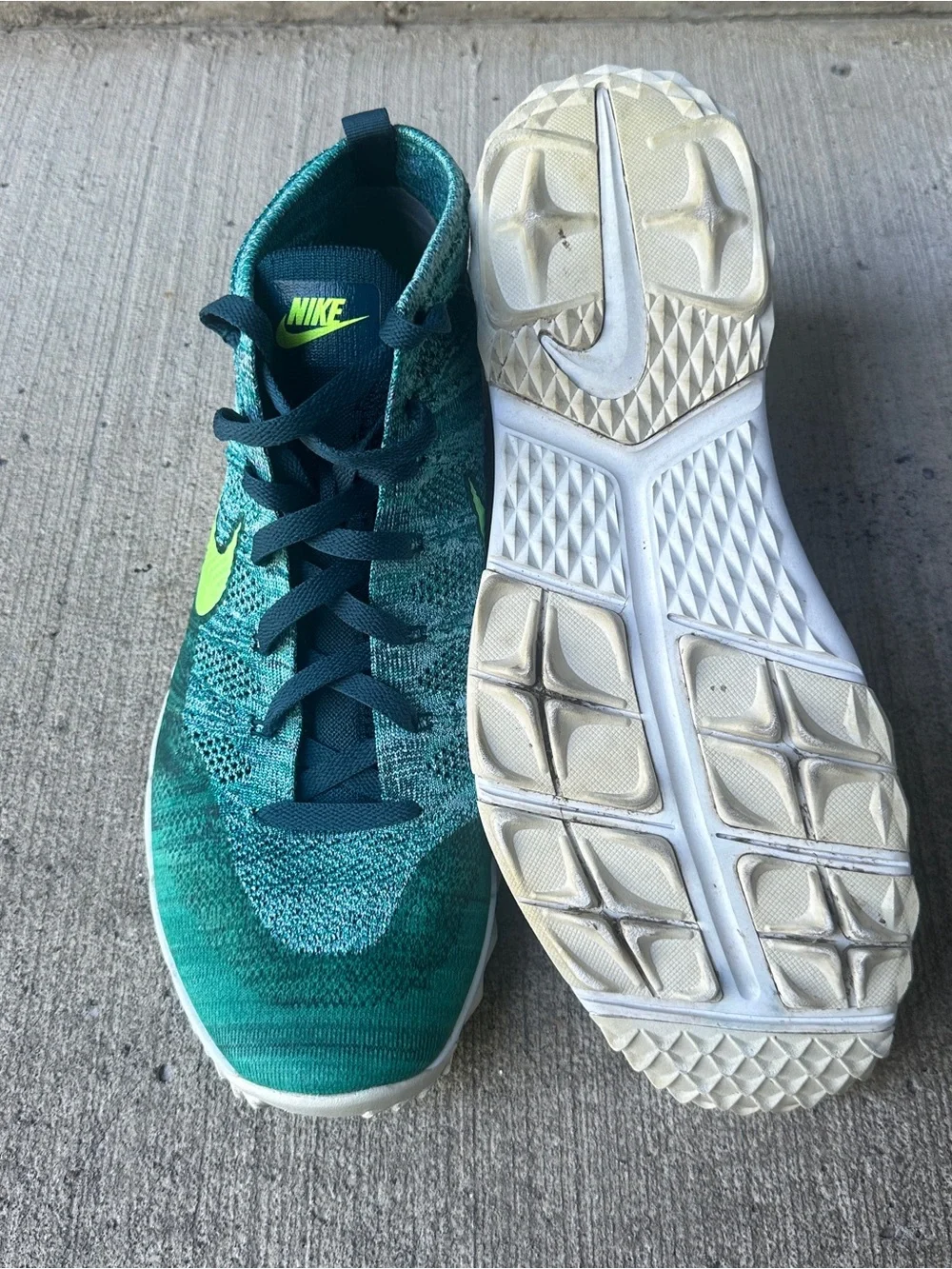 Nike Flyknit Chukka Golf teal men’s size 14